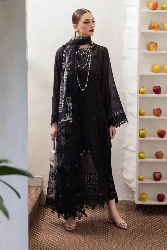 Nureh Mademoiselle Luxury Swiss Black Chiffon – view 1 – Poshaq