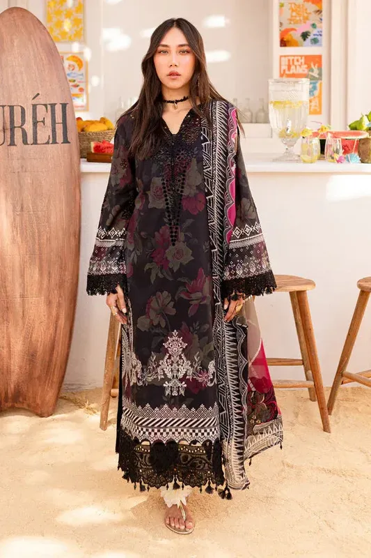 Nureh Gardenia Lawn 24 Black Chiffon – view 1 – Poshaq