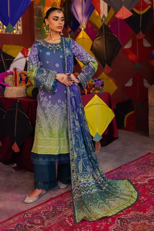 Nureh Bazaar Lawn Chiffon – view 1 – Poshaq