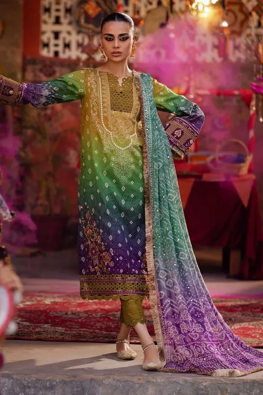 Nureh Bazaar Lawn Chiffon – view 1 – Poshaq