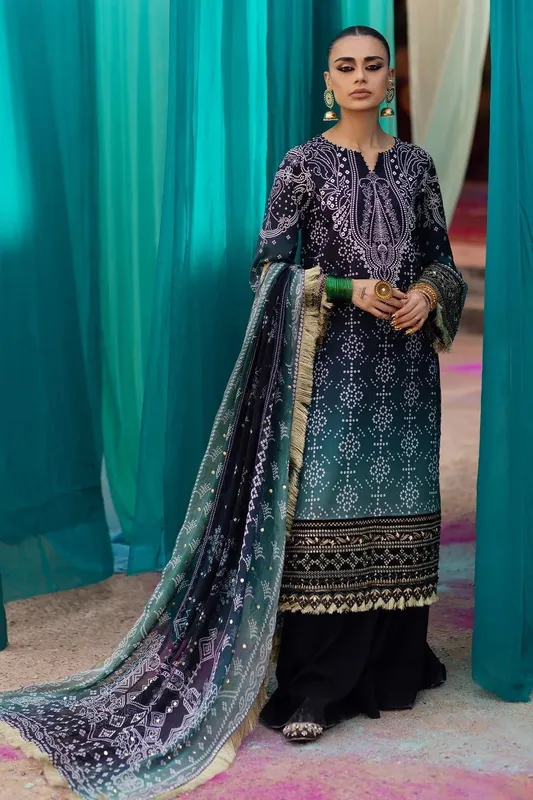 Nureh Bazaar Lawn Black Chiffon – view 1 – Poshaq