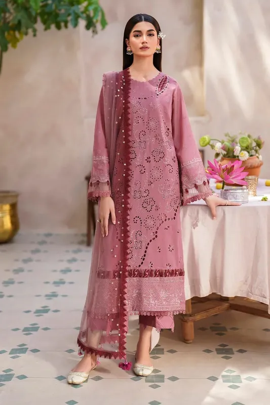 Nureh Bazaar Lawn Brown Cotton – view 1 – Poshaq