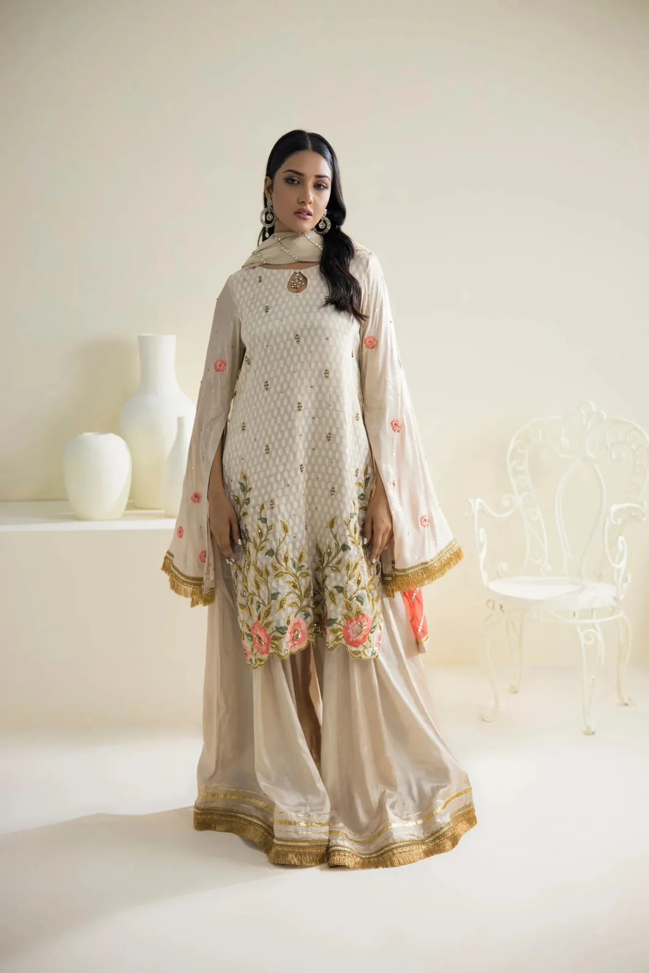 Farhat Jahan Luxury Pret Off White Silk – view 1 – Poshaq