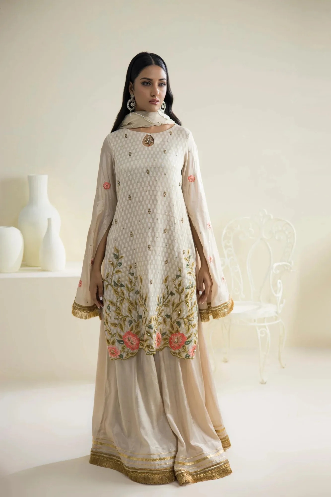 Farhat Jahan Luxury Pret Off White Silk – view 5 – Poshaq