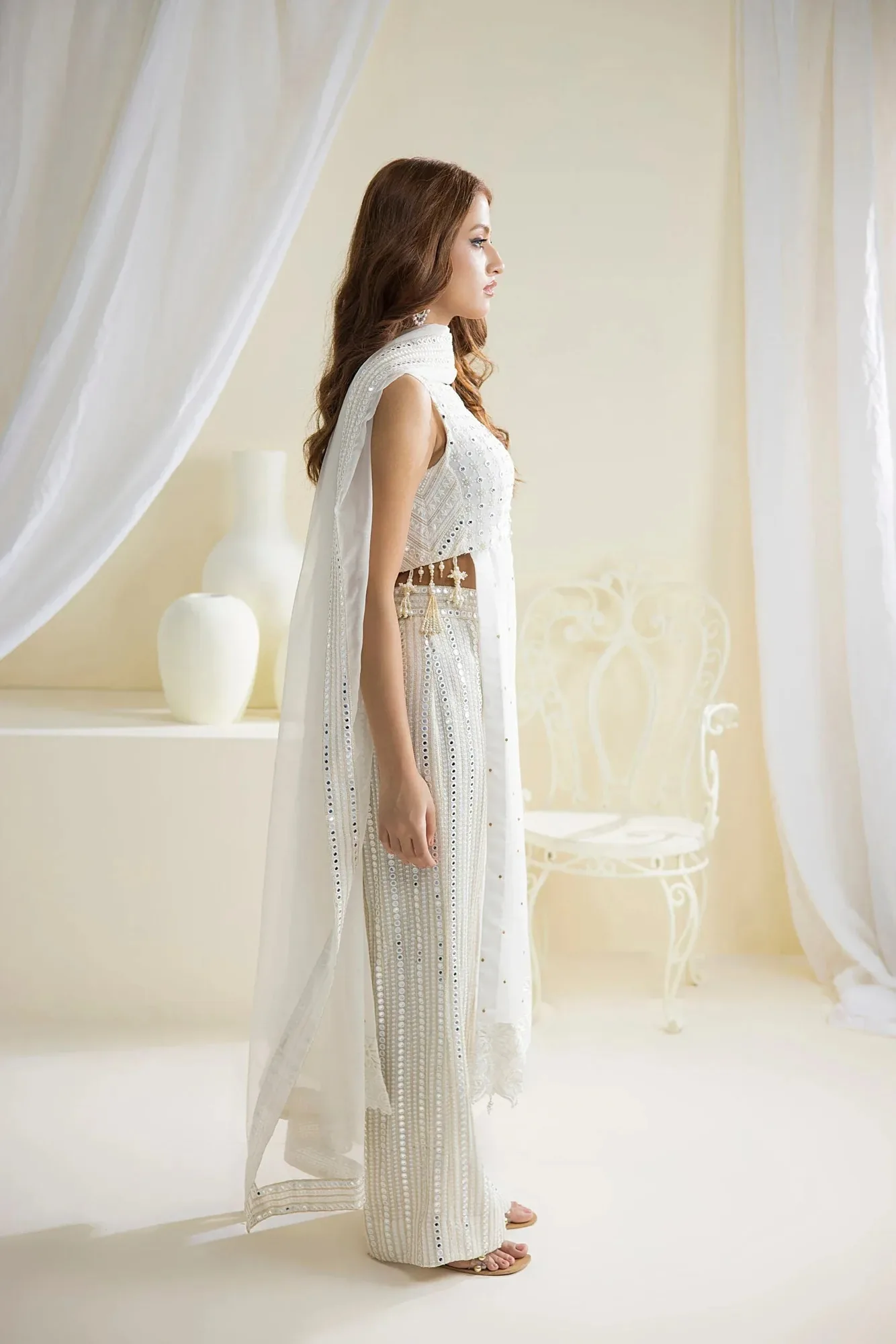 Farhat Jahan Luxury Pret White Organza – view 2 – Poshaq