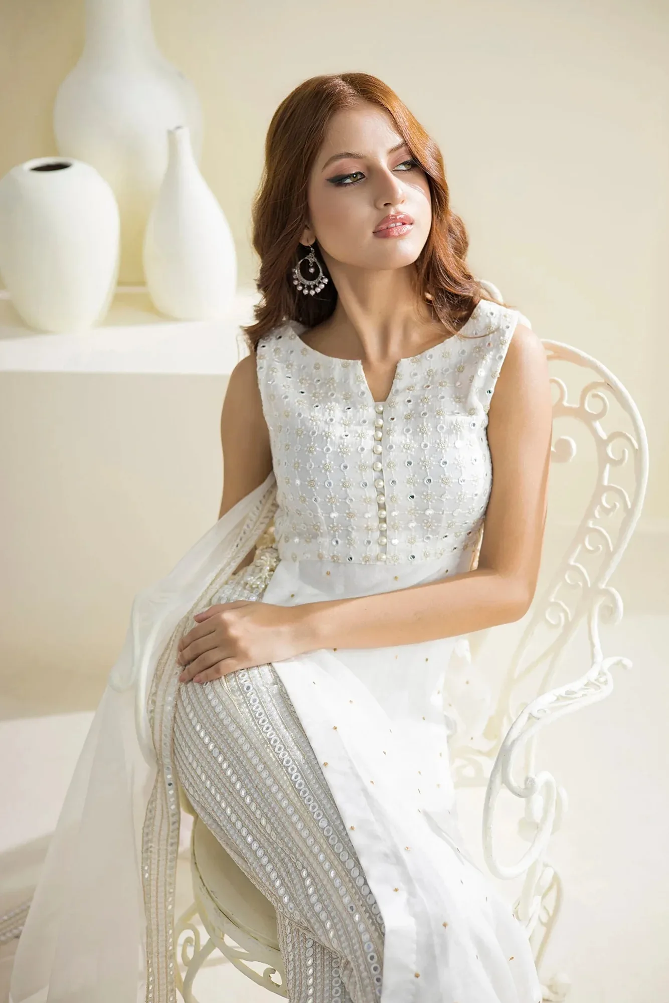 Farhat Jahan Luxury Pret White Organza – view 5 – Poshaq
