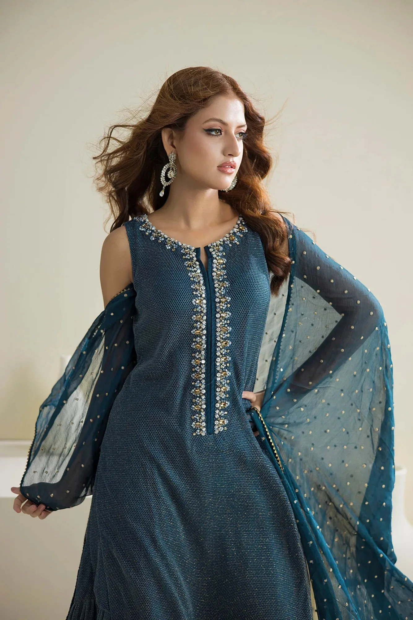 Farhat Jahan Luxury Pret Silver Net – view 5 – Poshaq