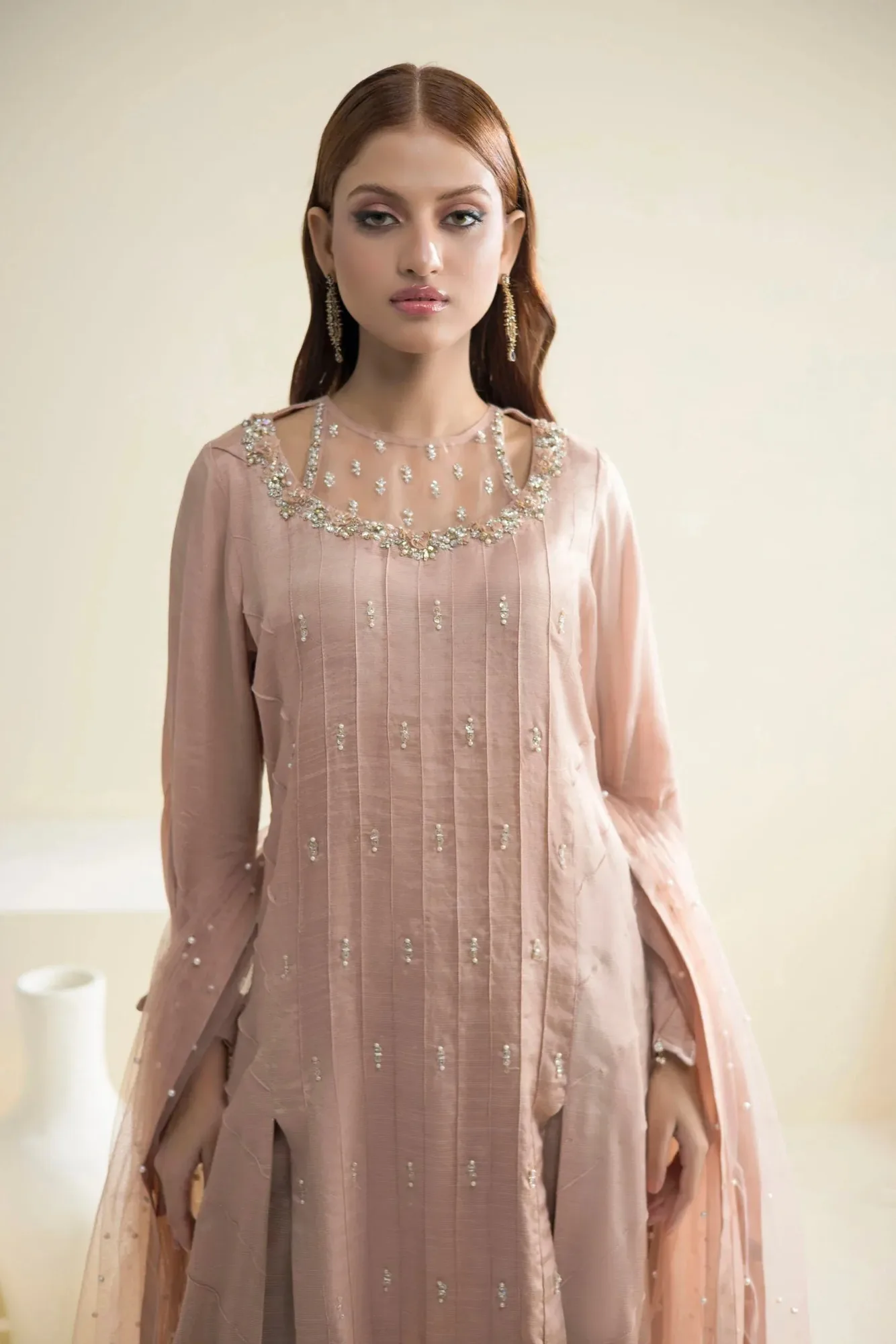 Farhat Jahan Luxury Pret Grey Raw Silk – view 3 – Poshaq