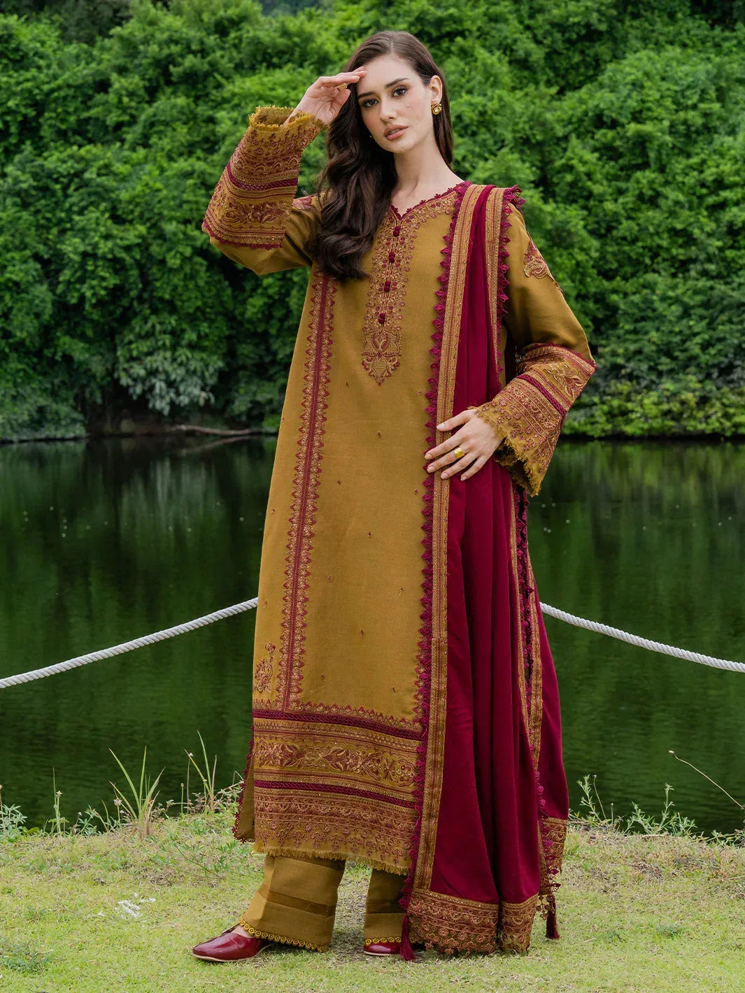 Faiza Faisal Hoor Karandi Mustard Karandi – view 1 – Poshaq