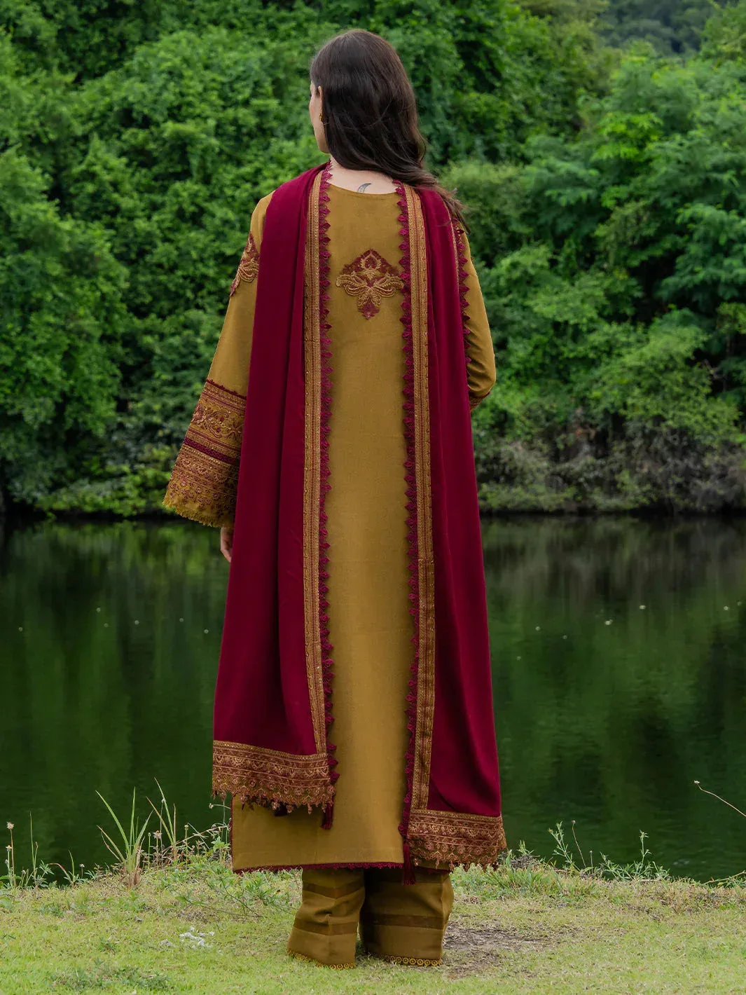 Faiza Faisal Hoor Karandi Mustard Karandi – view 2 – Poshaq