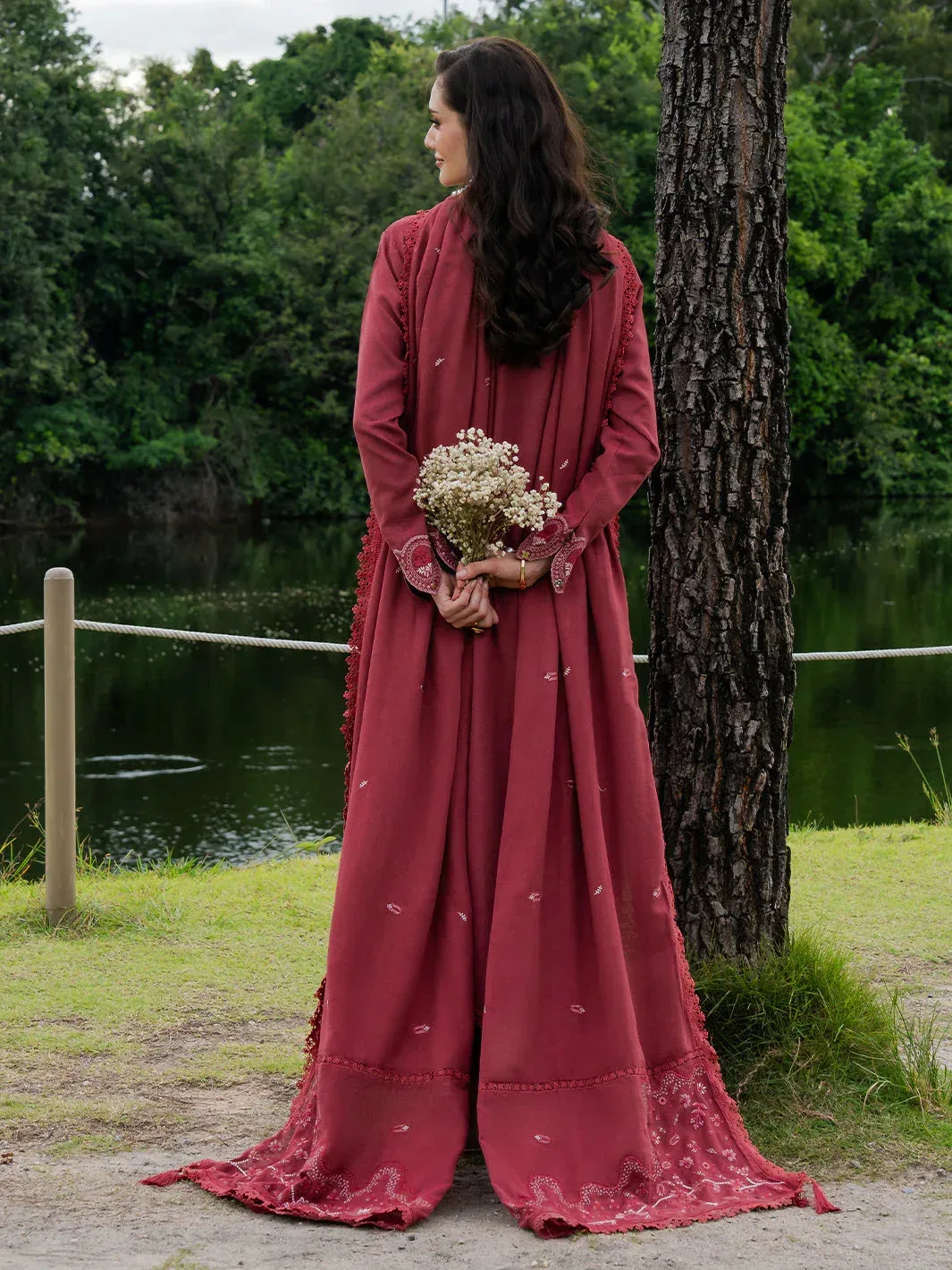 Faiza Faisal Hoor Karandi Maroon Karandi – view 2 – Poshaq
