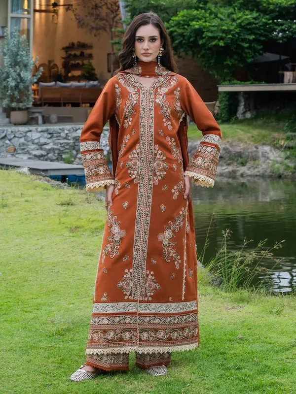 Faiza Faisal Hoor Karandi Orange Karandi – view 1 – Poshaq