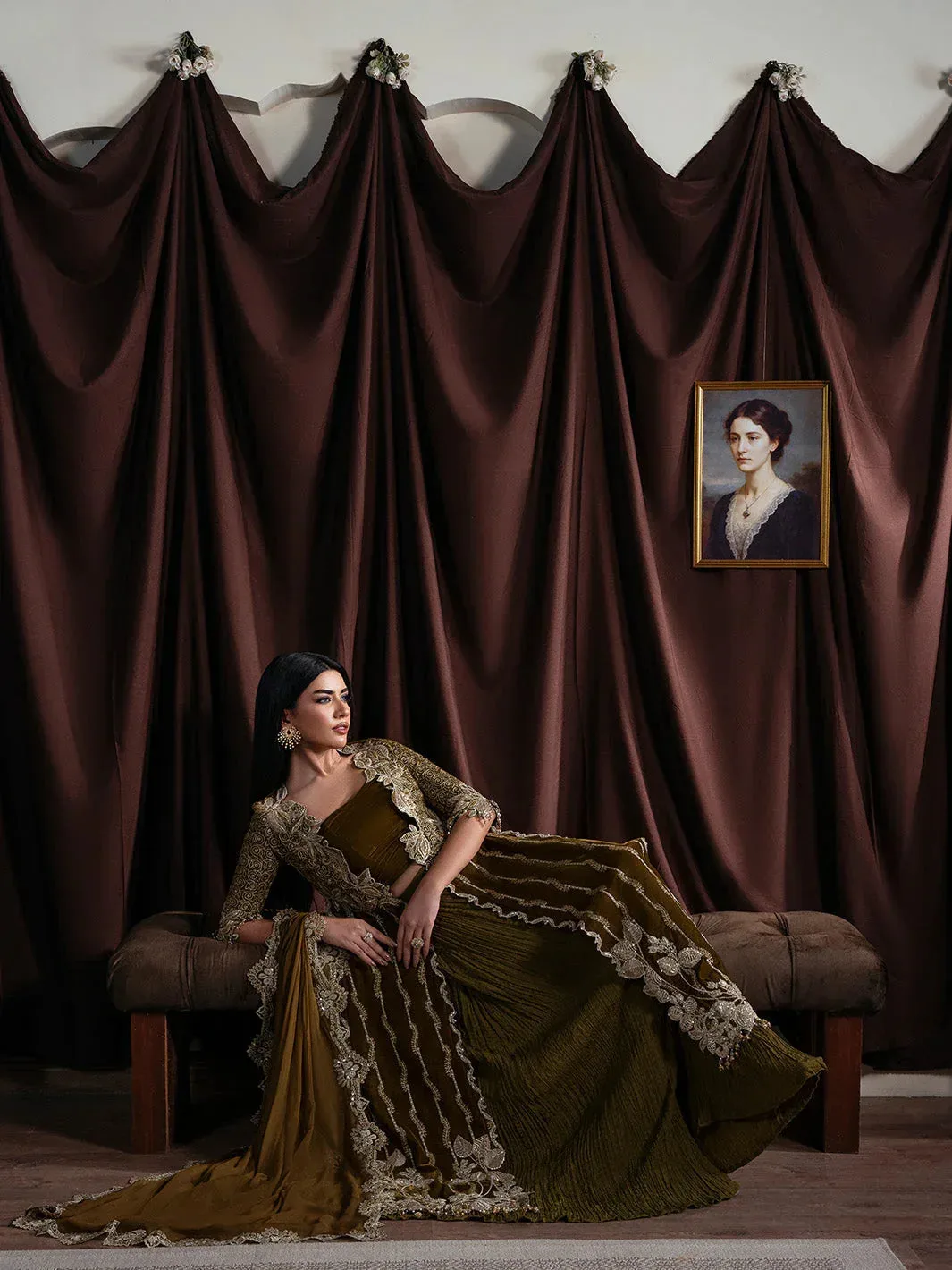 Faiza Faisal Solene Luxury Velvets Dull Brown Raw Silk – view 7 – Poshaq