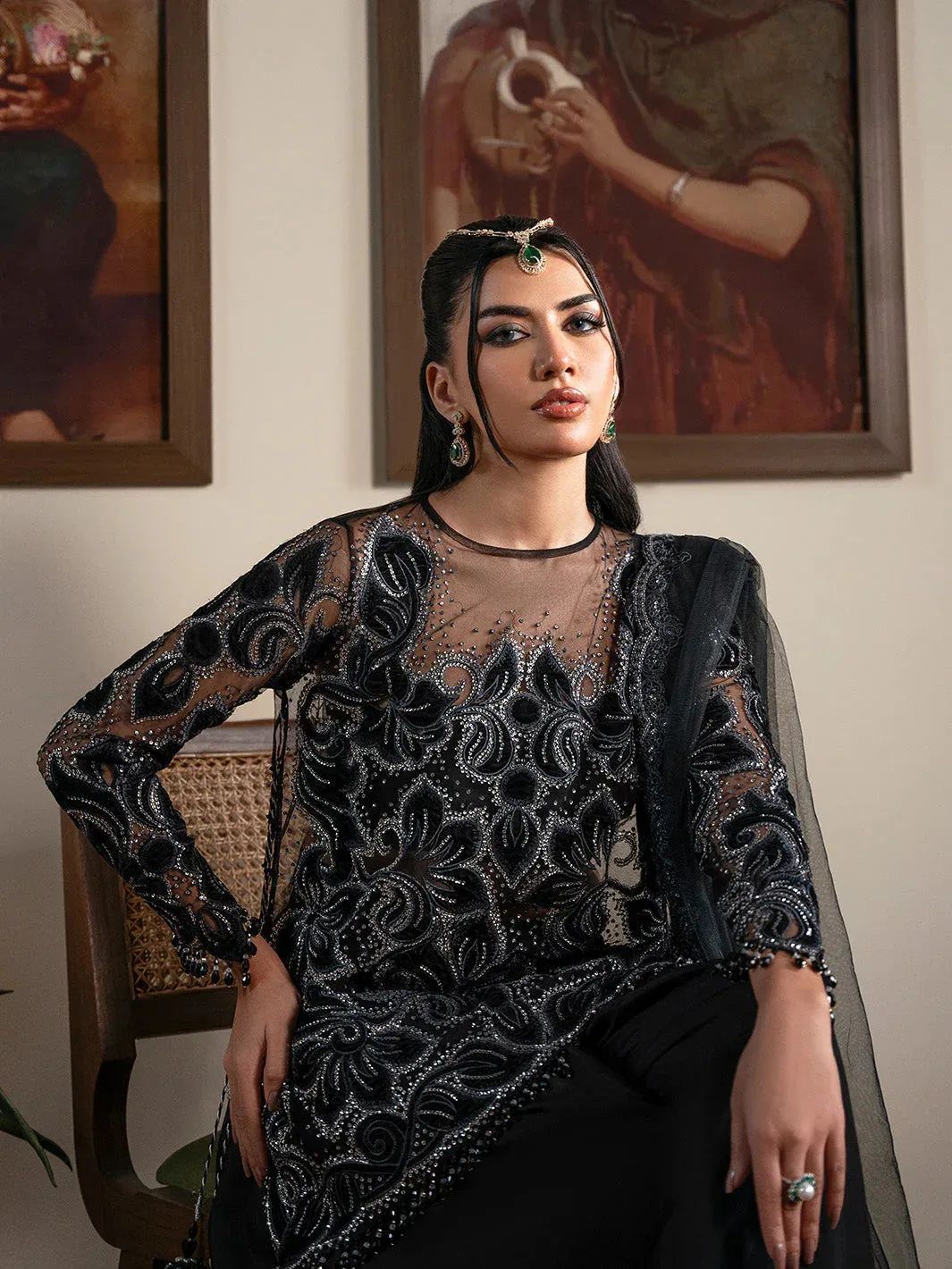 Faiza Faisal Solene Luxury Velvets Black Raw Silk – view 6 – Poshaq