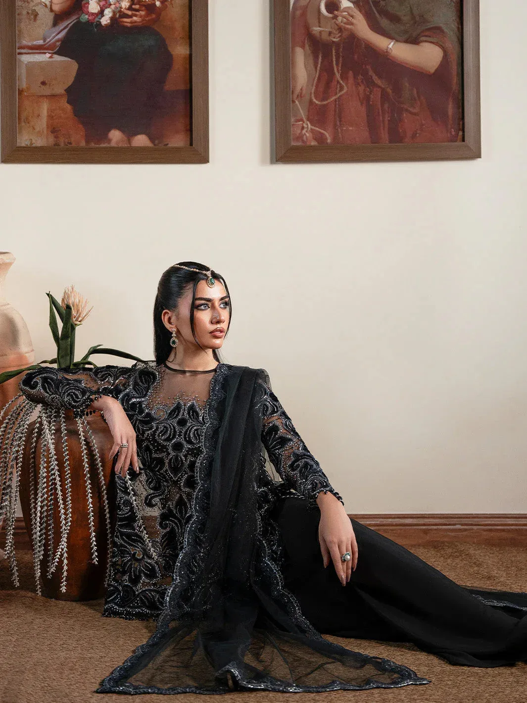 Faiza Faisal Solene Luxury Velvets Black Raw Silk – view 7 – Poshaq