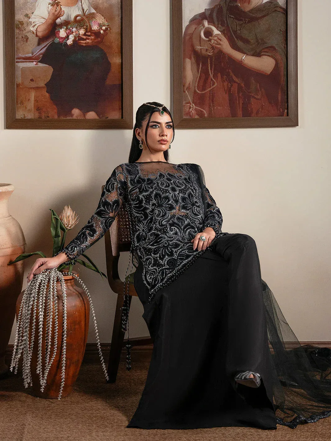 Faiza Faisal Solene Luxury Velvets Black Raw Silk – view 8 – Poshaq