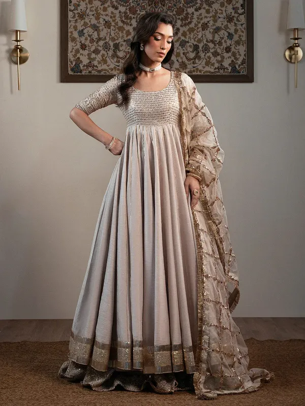Faiza Faisal Zareen Luxury Formals Ivory Raw Silk – view 1 – Poshaq
