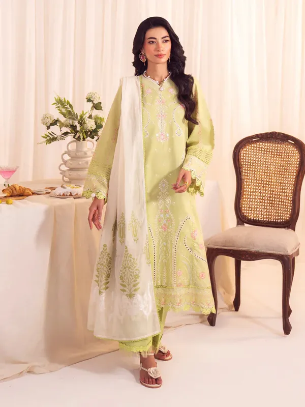 Faiza Faisal Celine Eid 25 Mint Green Jacquard – view 1 – Poshaq
