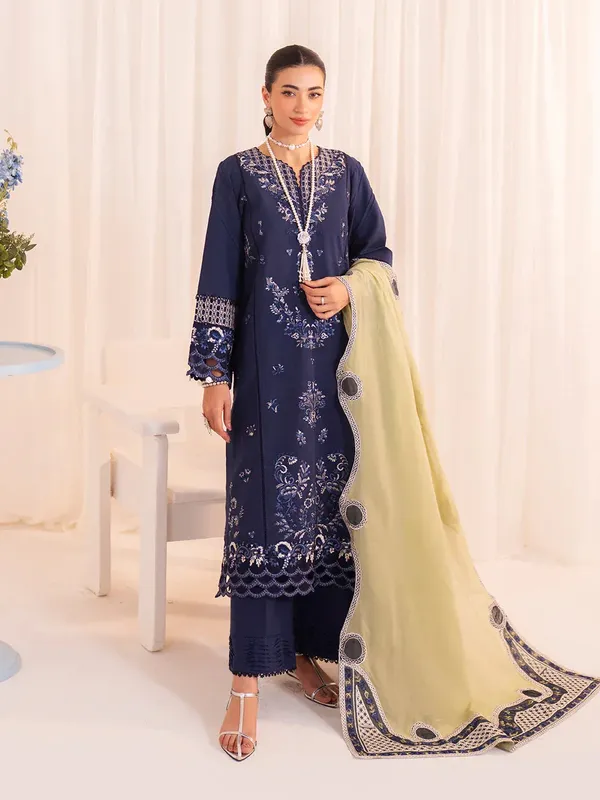 Faiza Faisal Celine Eid 25 Navy Blue Organza – view 1 – Poshaq