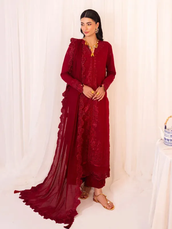 Faiza Faisal Celine Eid 25 Red Organza – view 1 – Poshaq