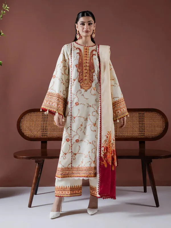 Faiza Faisal Winter Edit 2024 Off White Organza – view 1 – Poshaq