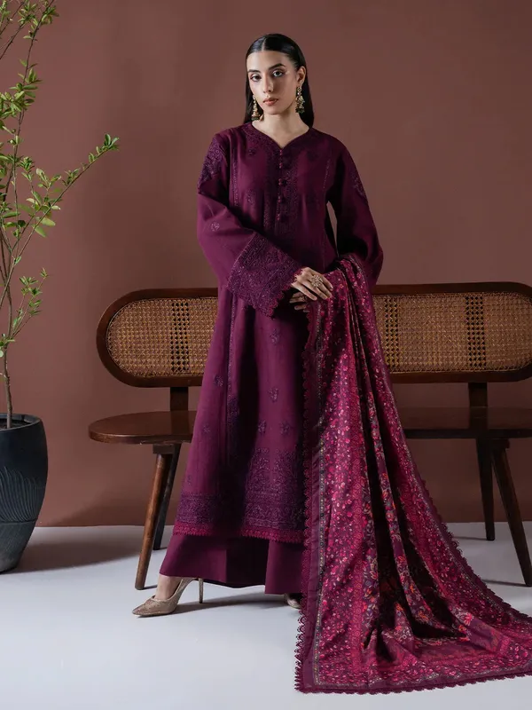 Faiza Faisal Winter Edit 2024 Plum Organza – view 1 – Poshaq