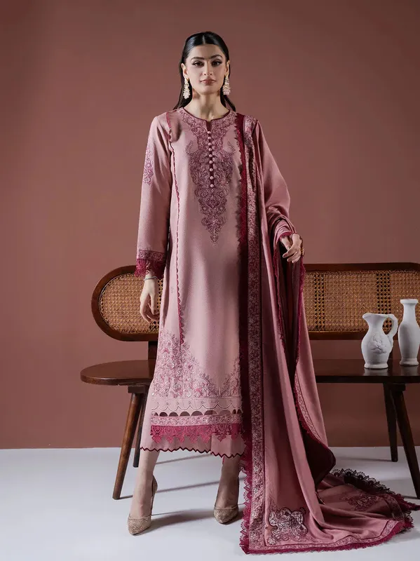 Faiza Faisal Winter Edit 2024 Rose Pink Organza – view 1 – Poshaq