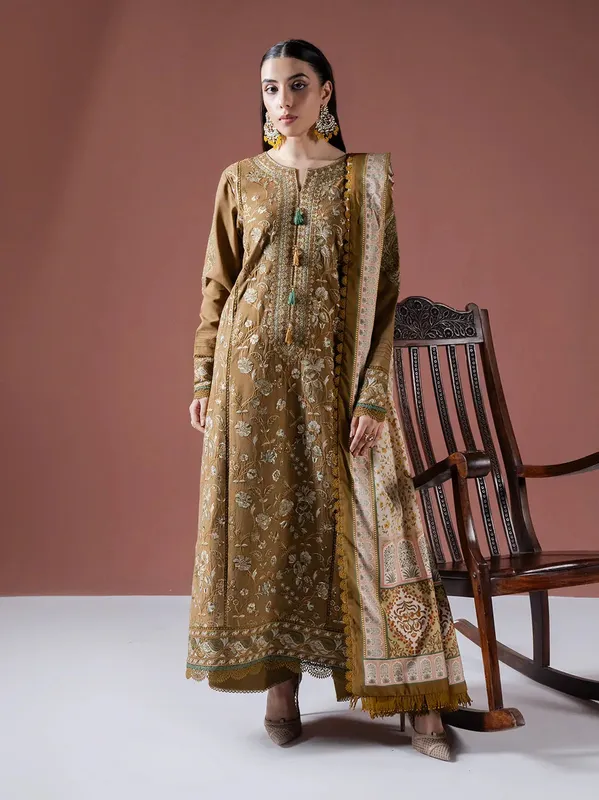 Faiza Faisal Winter Edit 2024 Brown Organza – view 1 – Poshaq
