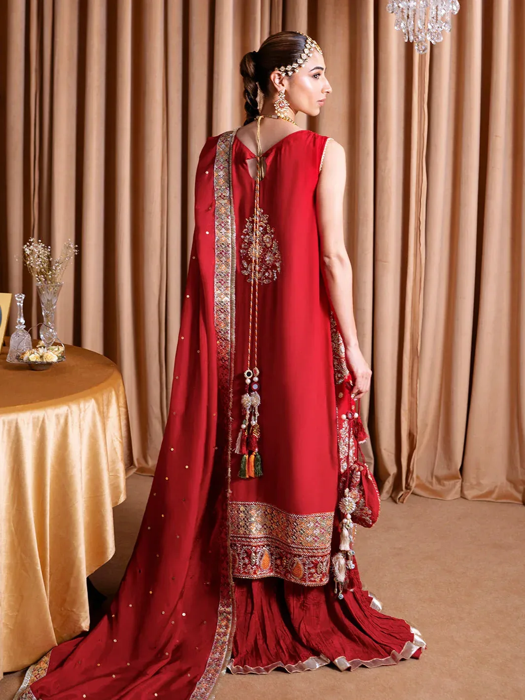 Faiza Faisal Rema Wedding Formals 24 Red Raw Silk – view 2 – Poshaq