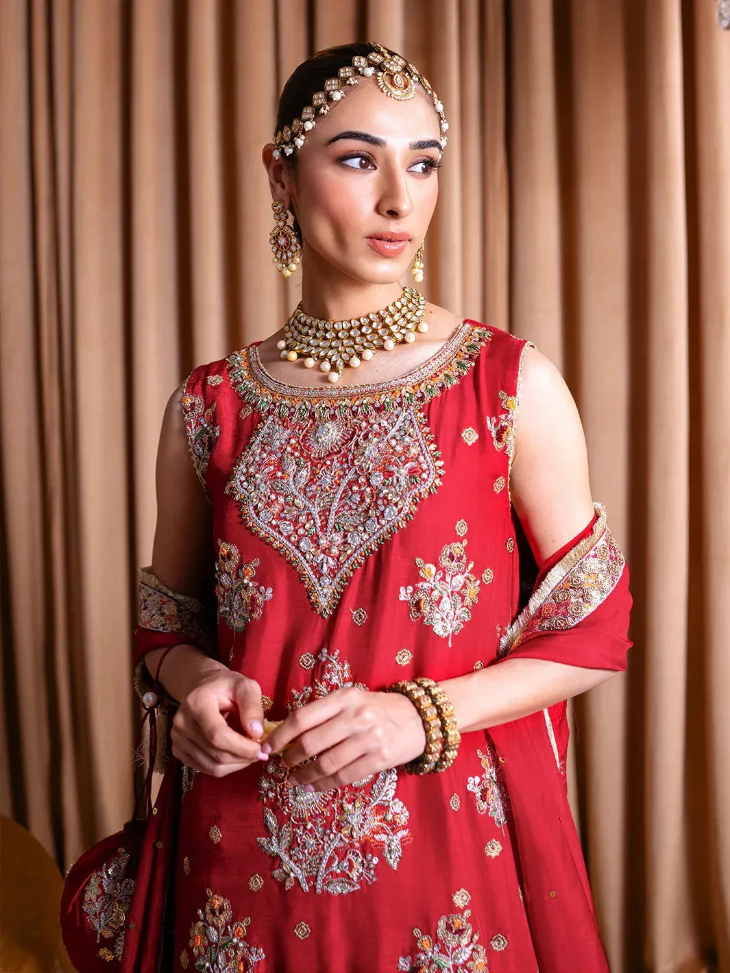 Faiza Faisal Rema Wedding Formals 24 Red Raw Silk – view 4 – Poshaq