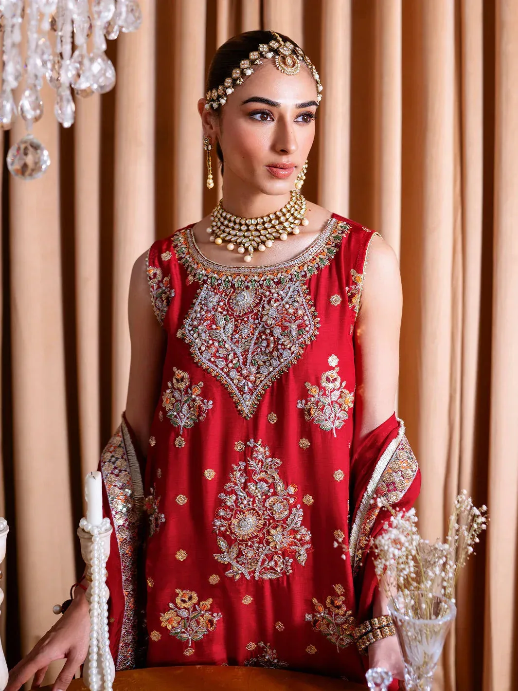 Faiza Faisal Rema Wedding Formals 24 Red Raw Silk – view 5 – Poshaq