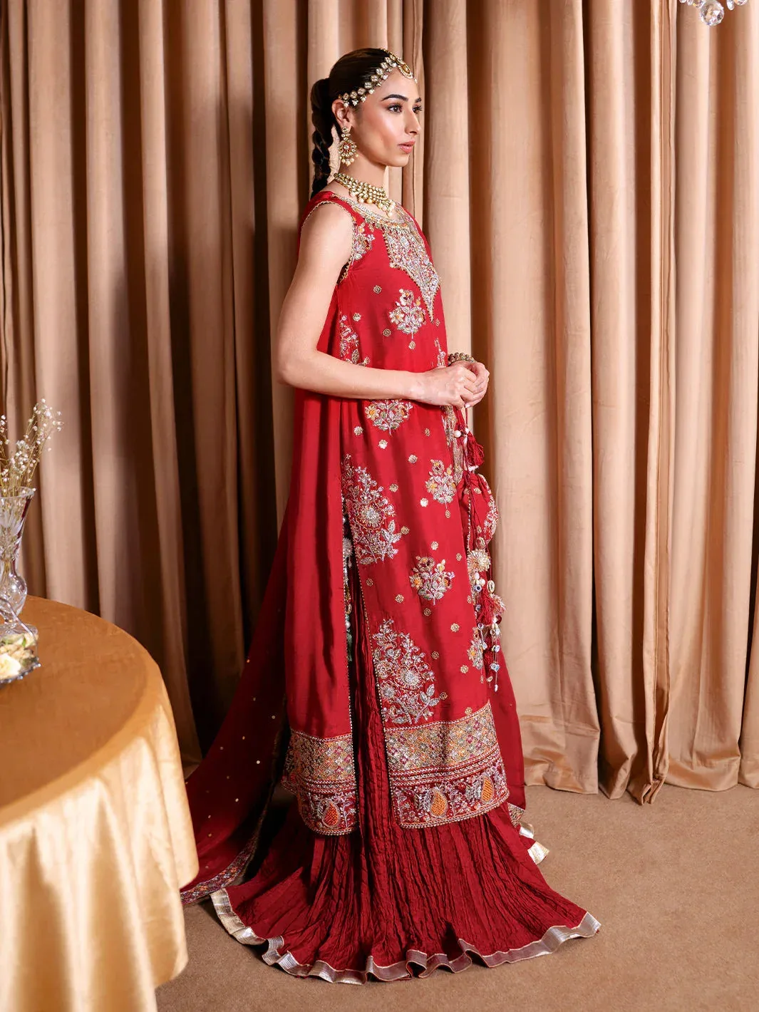 Faiza Faisal Rema Wedding Formals 24 Red Raw Silk – view 6 – Poshaq