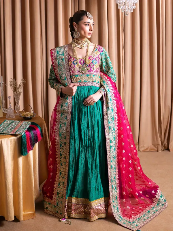 Faiza Faisal Rema Wedding Formals 24 Emerald Green Organza – view 1 – Poshaq