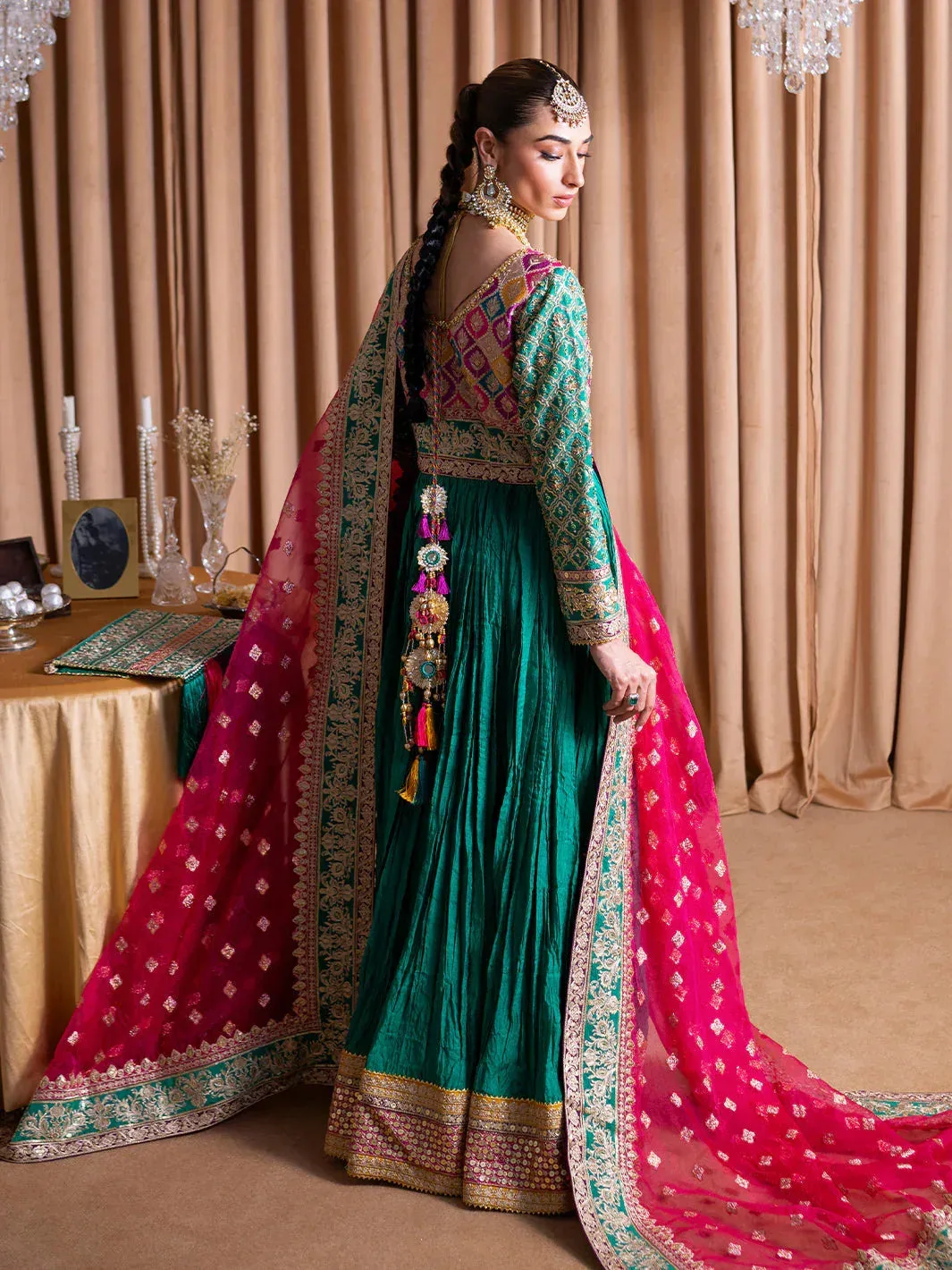 Faiza Faisal Rema Wedding Formals 24 Emerald Green Organza – view 2 – Poshaq