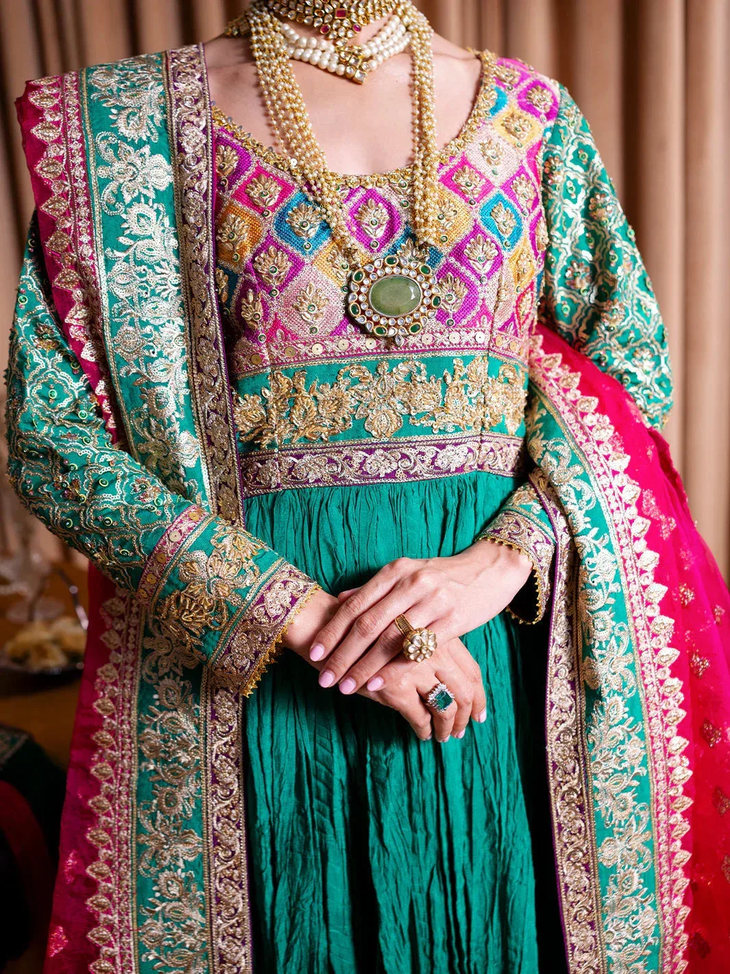 Faiza Faisal Rema Wedding Formals 24 Emerald Green Organza – view 3 – Poshaq
