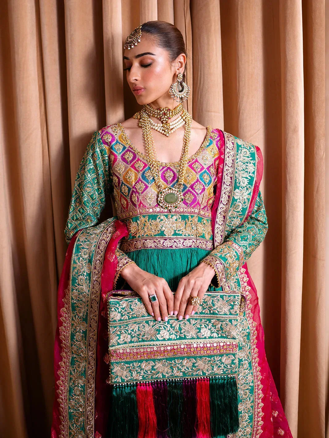 Faiza Faisal Rema Wedding Formals 24 Emerald Green Organza – view 4 – Poshaq