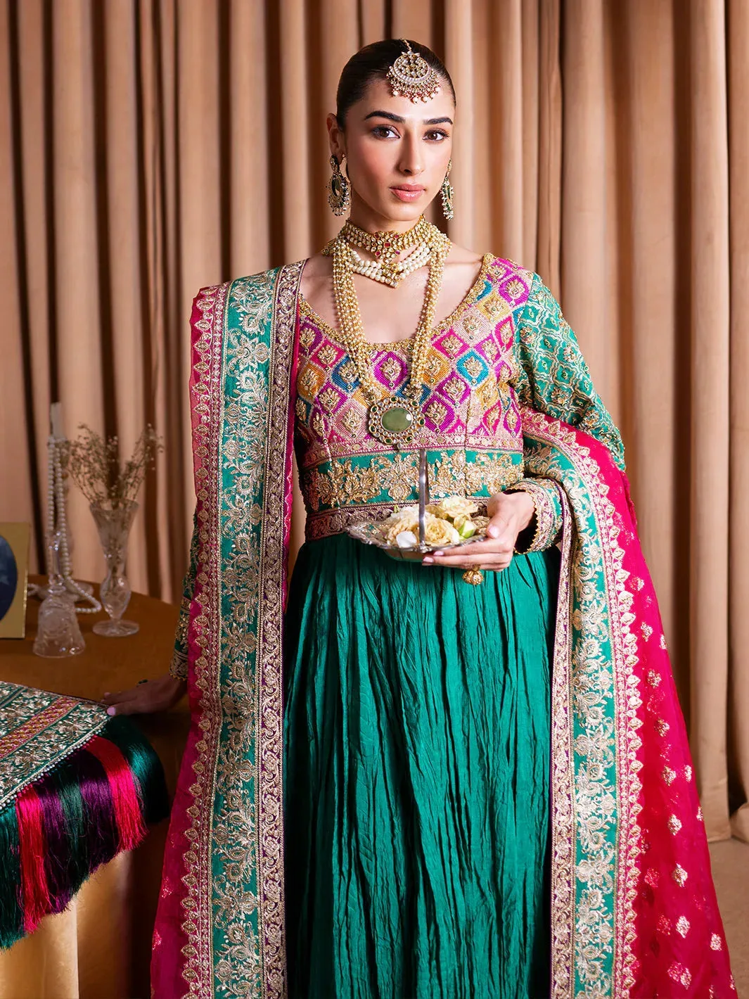 Faiza Faisal Rema Wedding Formals 24 Emerald Green Organza – view 5 – Poshaq