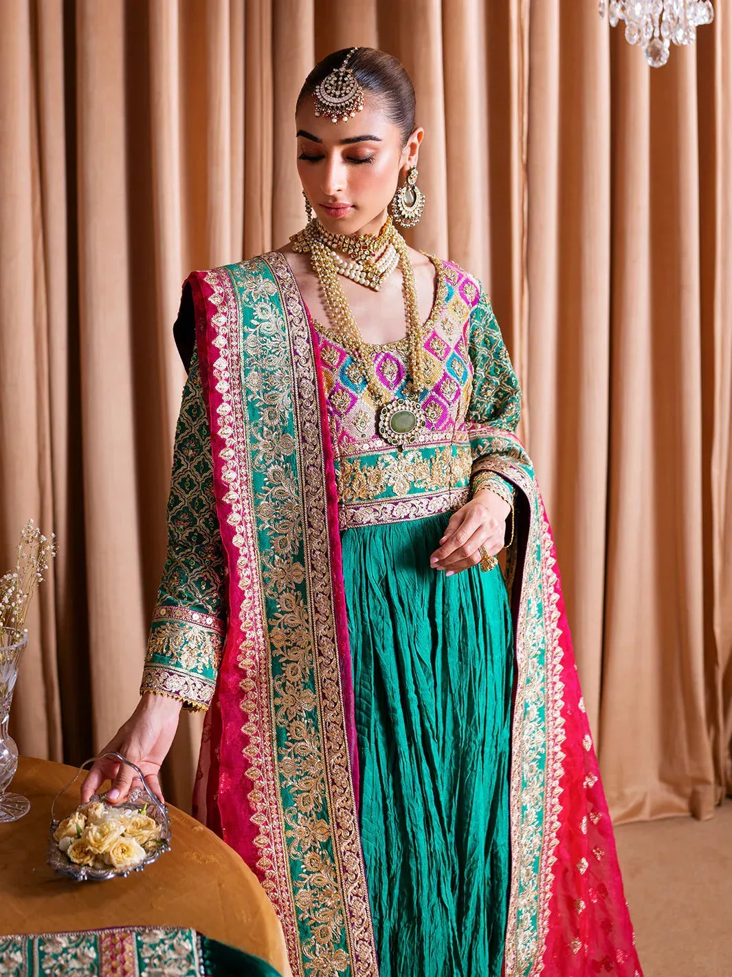 Faiza Faisal Rema Wedding Formals 24 Emerald Green Organza – view 6 – Poshaq