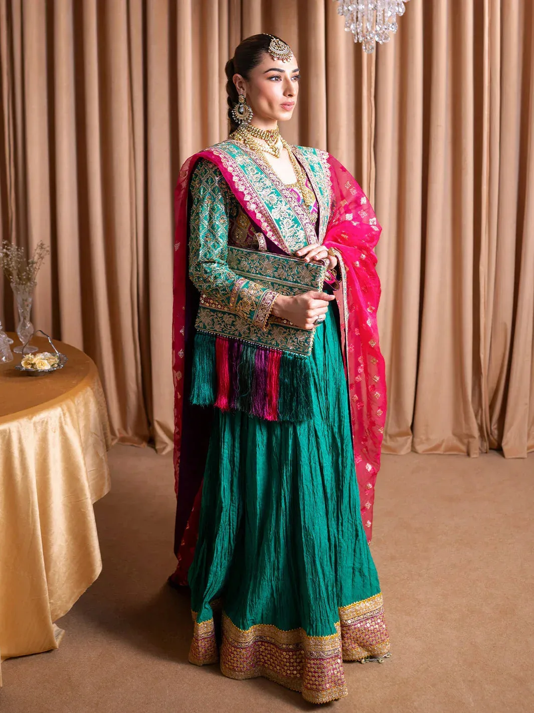 Faiza Faisal Rema Wedding Formals 24 Emerald Green Organza – view 7 – Poshaq