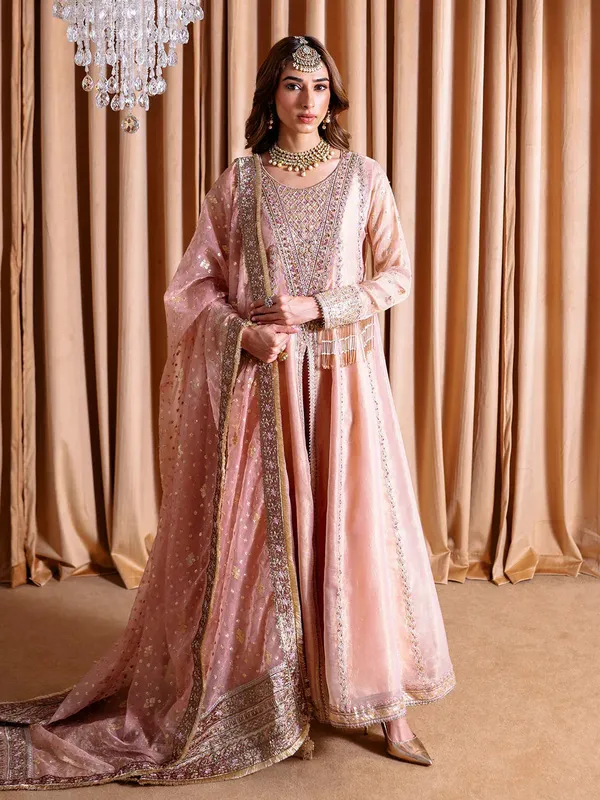 Faiza Faisal Rema Wedding Formals 24 Tea Pink Organza – view 1 – Poshaq