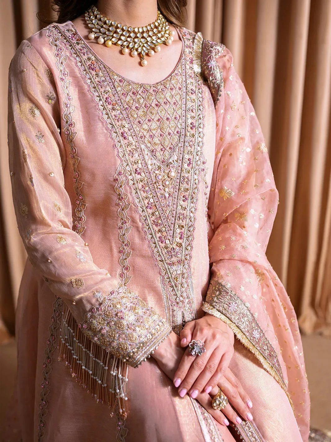 Faiza Faisal Rema Wedding Formals 24 Tea Pink Organza – view 3 – Poshaq