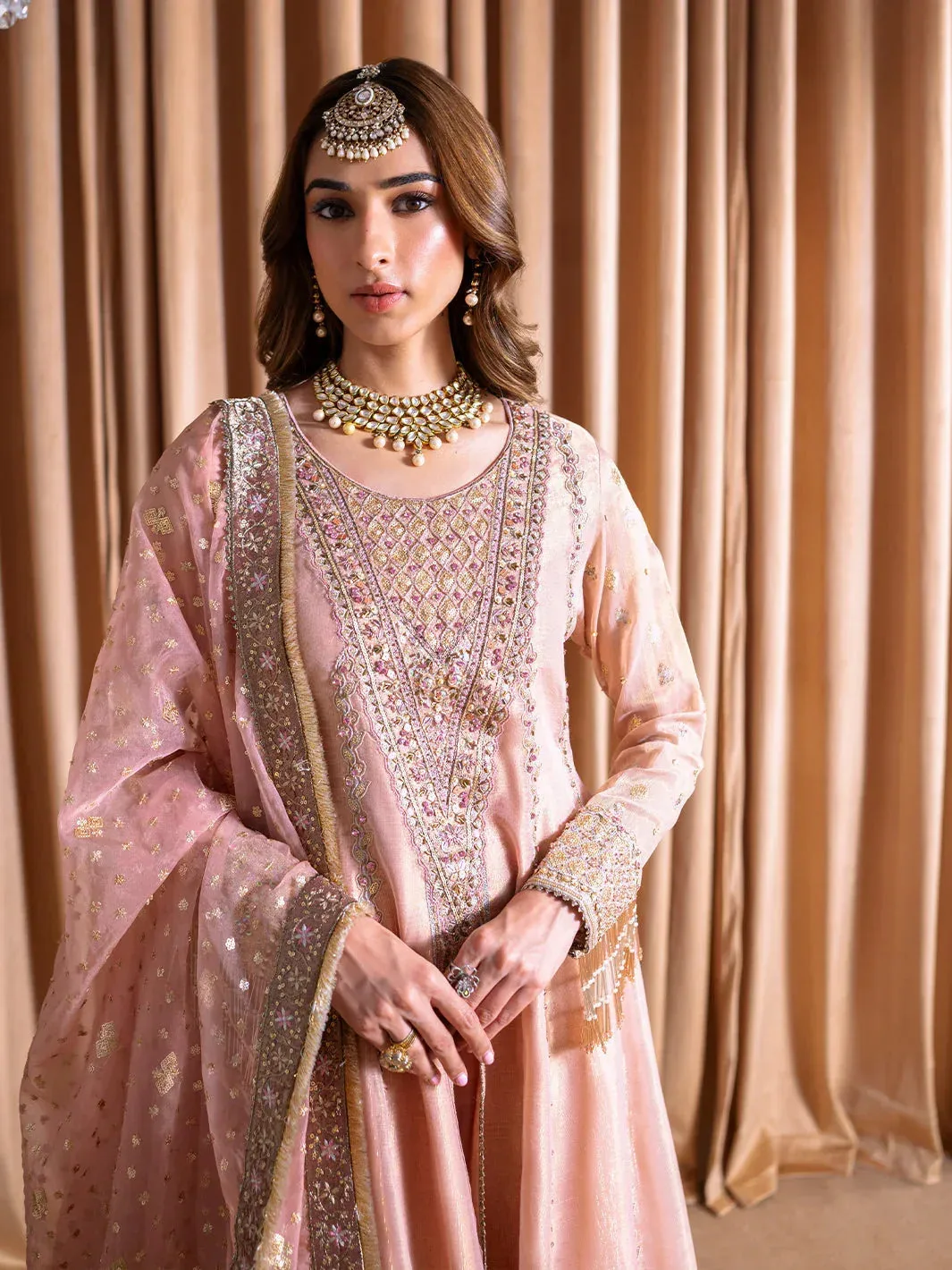 Faiza Faisal Rema Wedding Formals 24 Tea Pink Organza – view 4 – Poshaq