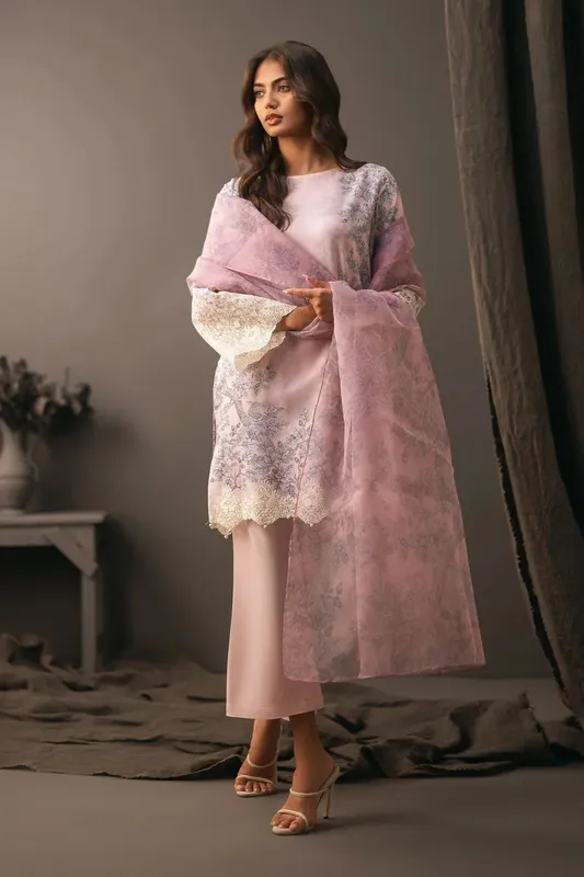 Erum Khan Beyond Basic Pink Georgette – view 1 – Poshaq