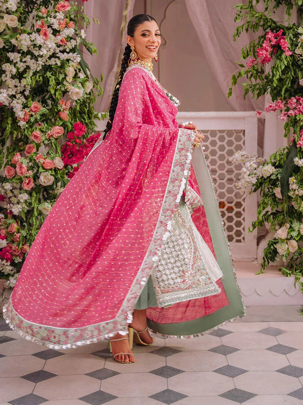 Faiza Faisal Heeriye Luxury Formals Green Raw Silk – view 2 – Poshaq