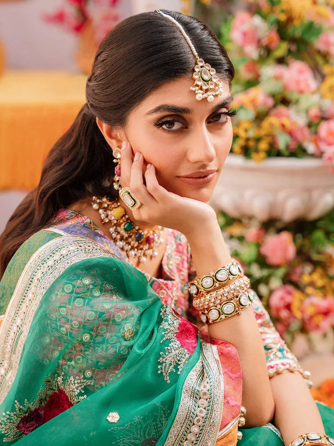 Faiza Faisal Heeriye Luxury Formals Green Raw Silk – view 2 – Poshaq