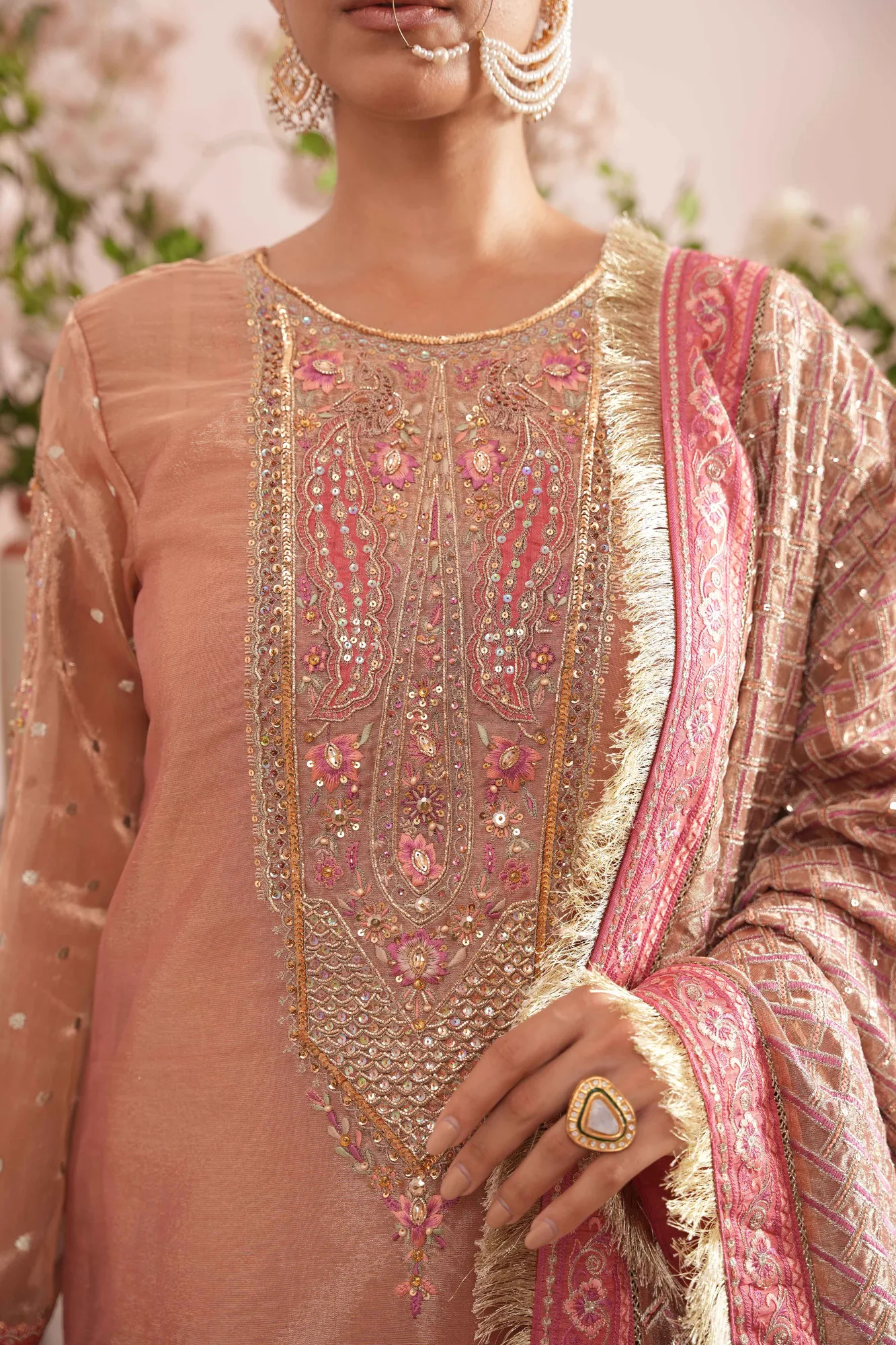 Faiza Faisal Heeriye Luxury Formals Brown Raw Silk – view 3 – Poshaq