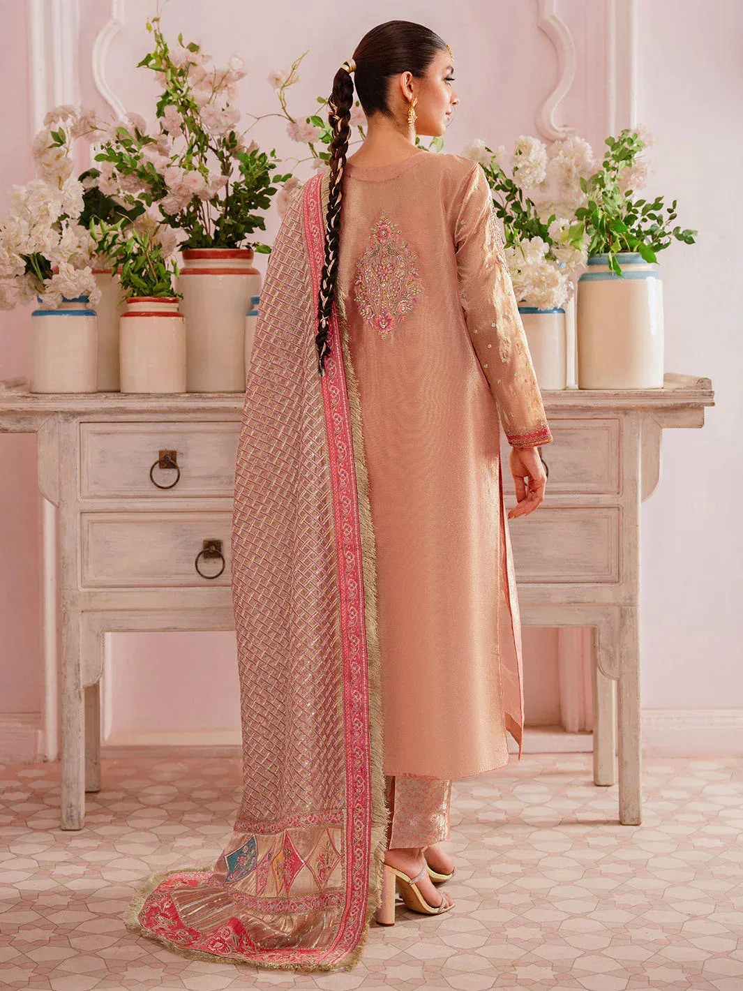 Faiza Faisal Heeriye Luxury Formals Brown Raw Silk – view 5 – Poshaq