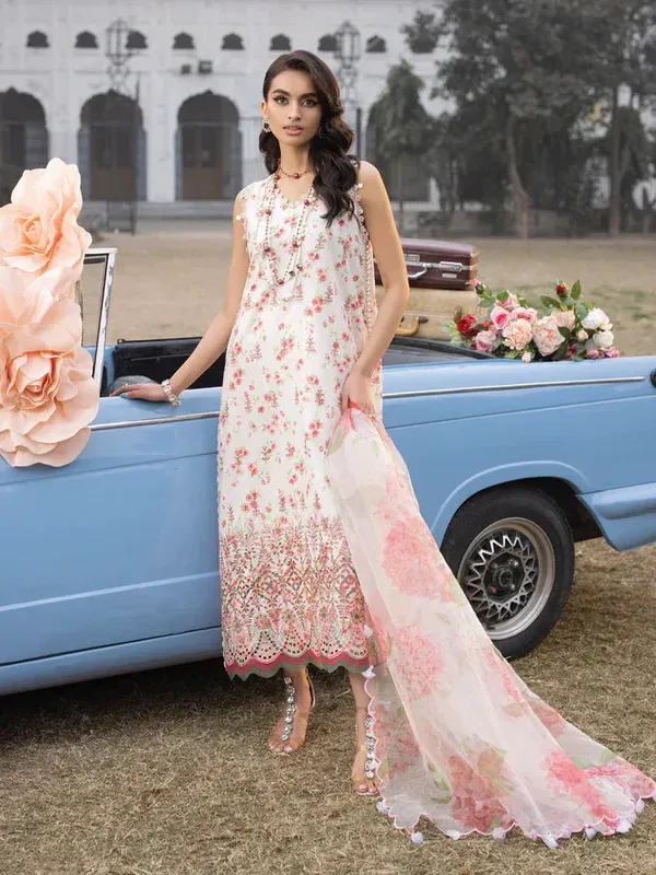 Faiza Faisal Maya Luxury Lawn White Organza – view 1 – Poshaq
