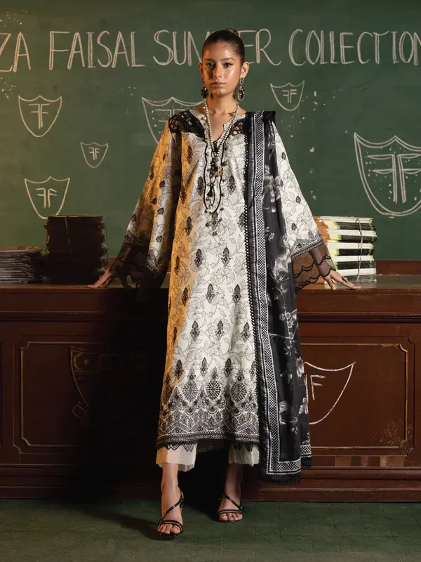 Faiza Faisal Maya Luxury Lawn Beige Organza – view 1 – Poshaq