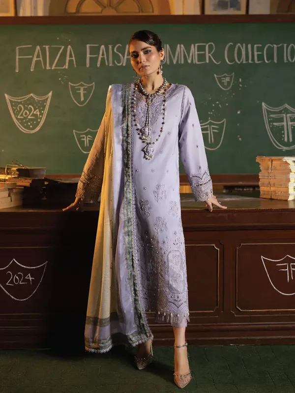 Faiza Faisal Maya Luxury Lawn Purple Organza – view 1 – Poshaq